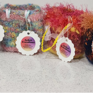 felt bags light blue and orange red