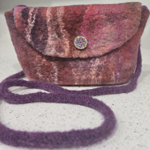 felt purse maroon purple