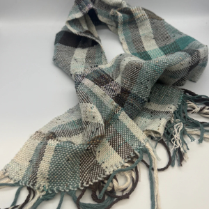 plaid woven scarf greens