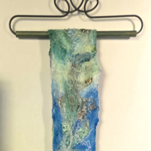 felted scarf floral blue green